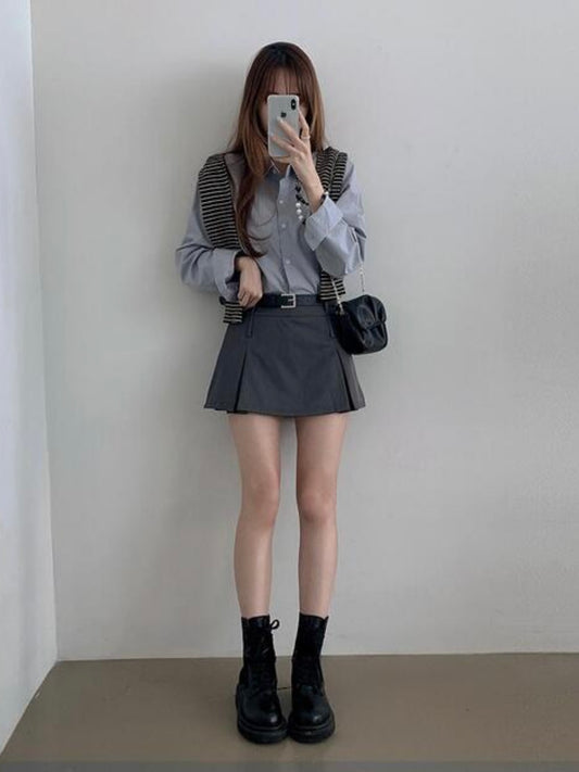 超日常好搭配百褶裙褲連belt