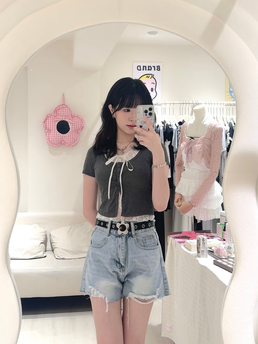 夏日日常套裝✿蕾絲牛仔褲套裝