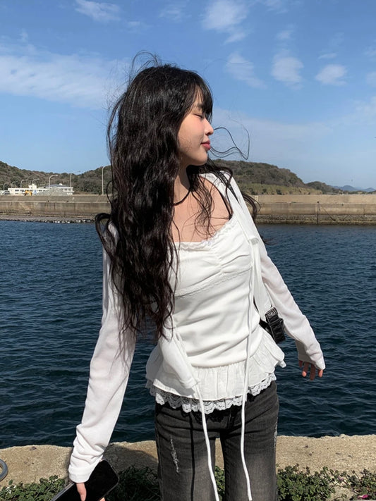 花邊Layer背心+透薄外套Set