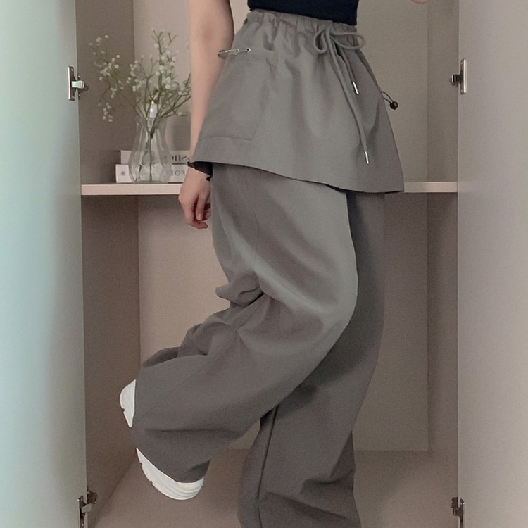 尼龍工裝層疊式裙褲