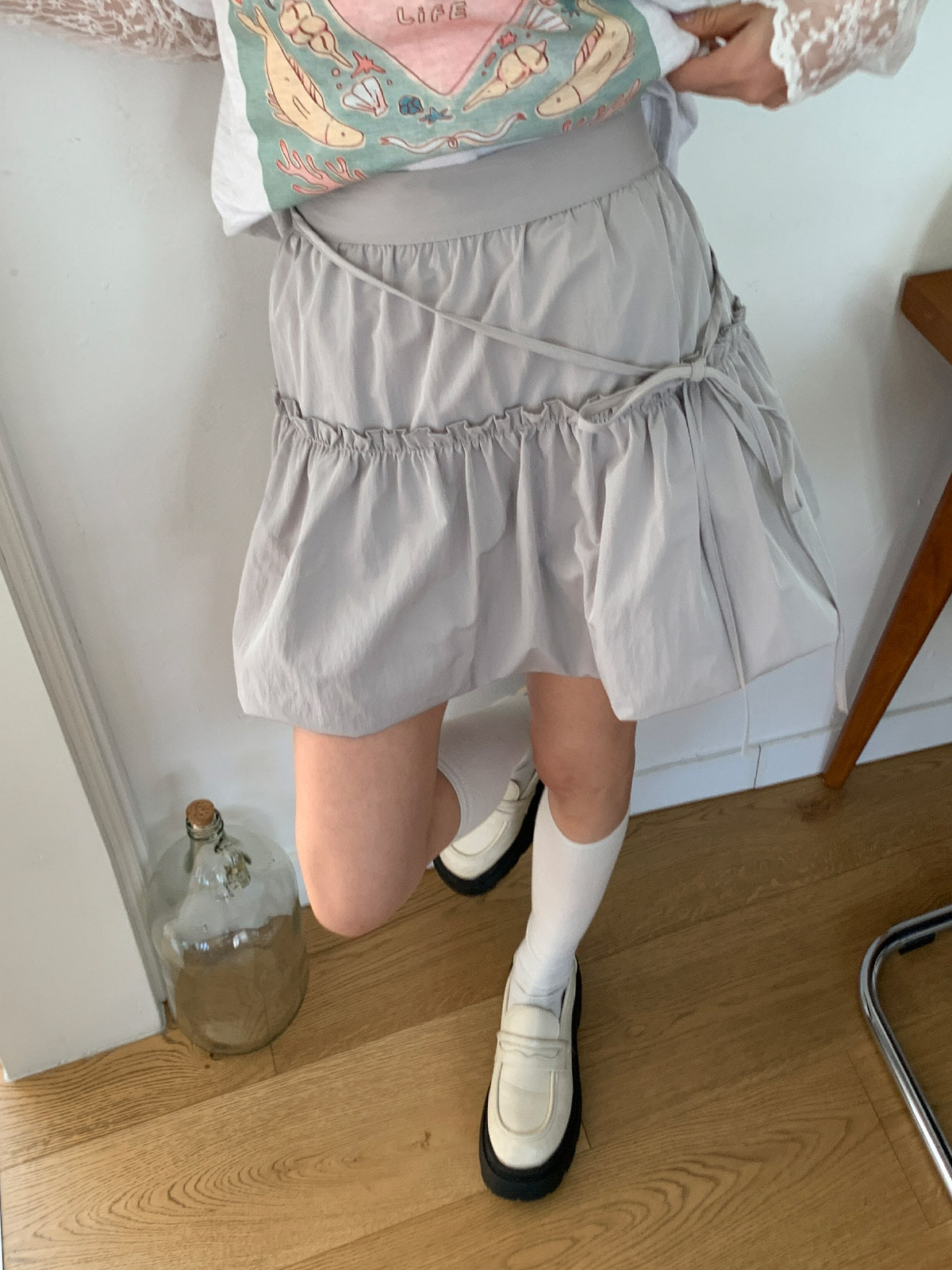 【可愛擔當🥨】鬆緊腰花苞短裙