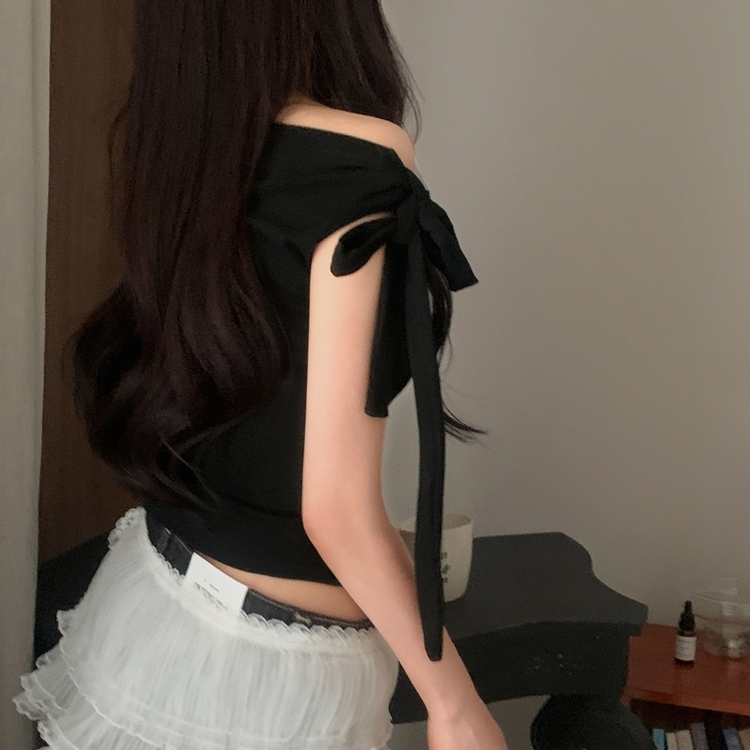蝴蝶結單肩短袖Tee