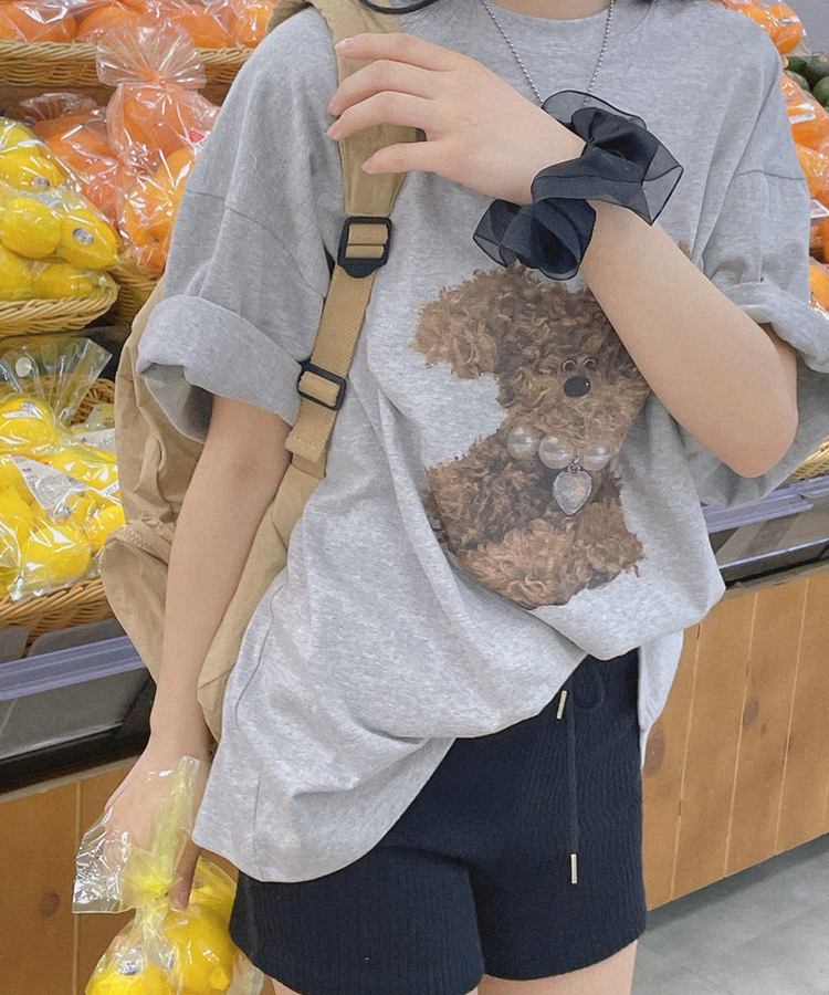 可愛珍珠鍊狗狗tee