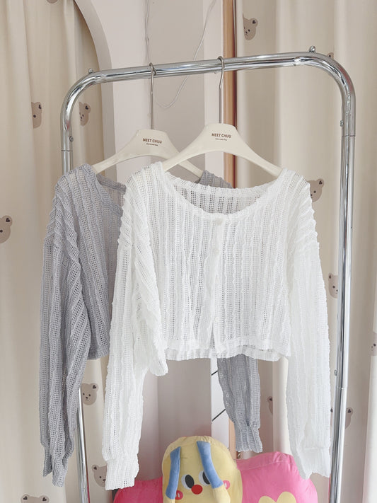 波浪花邊紋泡泡袖外套