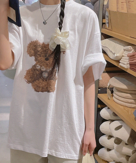 可愛珍珠鍊狗狗tee