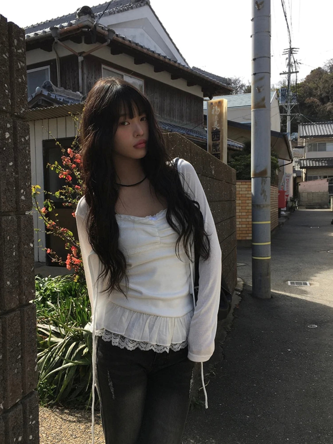 花邊Layer背心+透薄外套Set