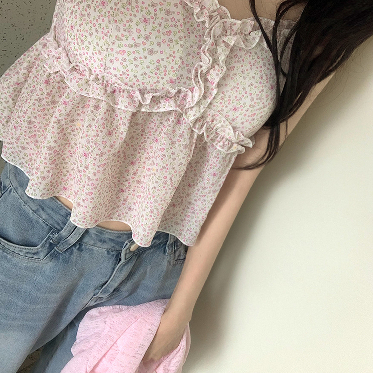 碎花連pad背心+外套Set