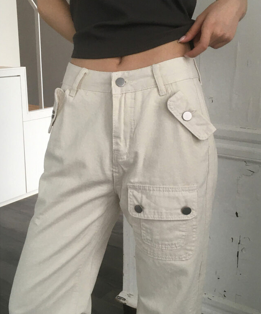 不撞款!!型格多口袋喇叭褲