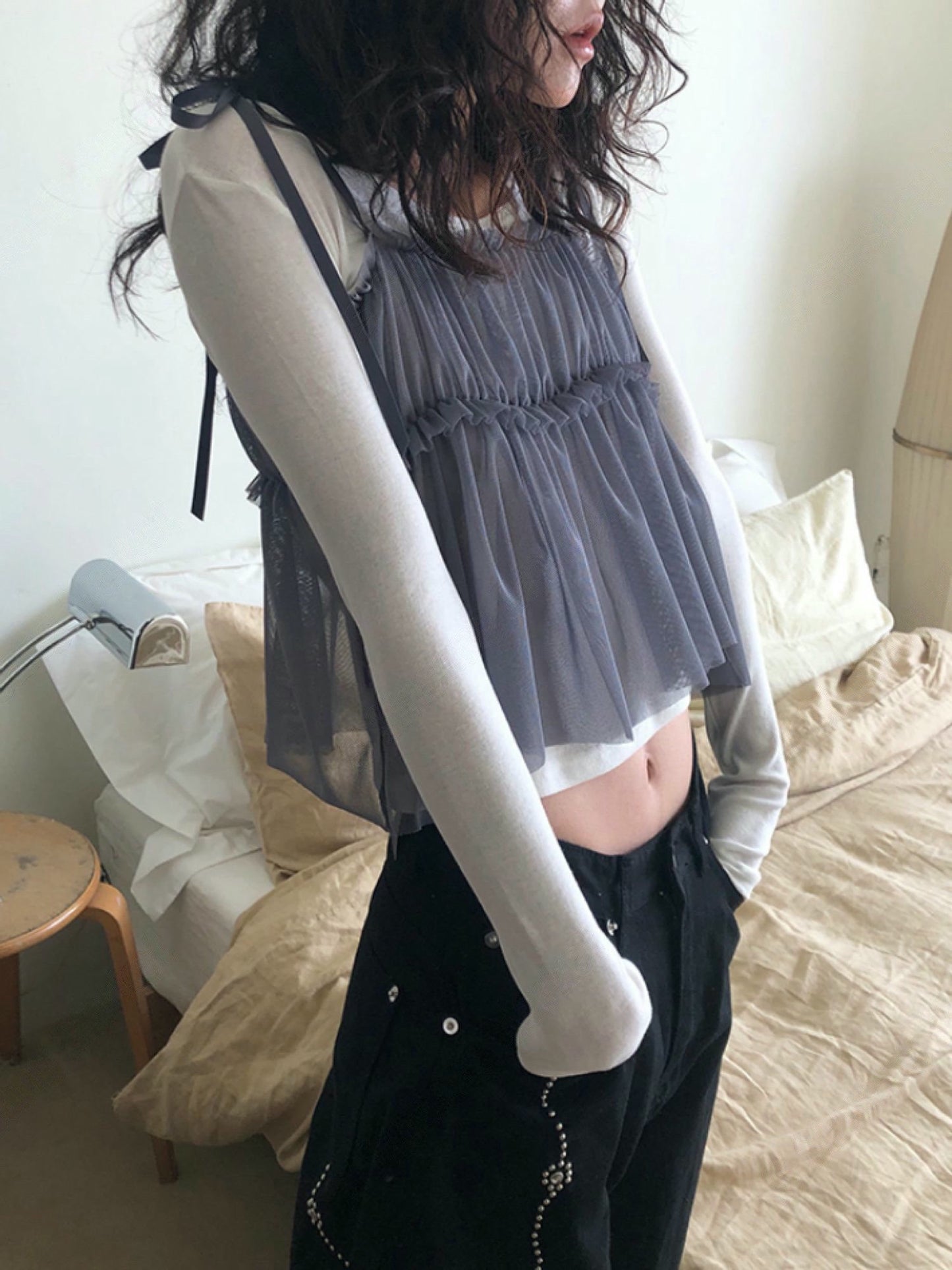 日系網紗吊帶背心