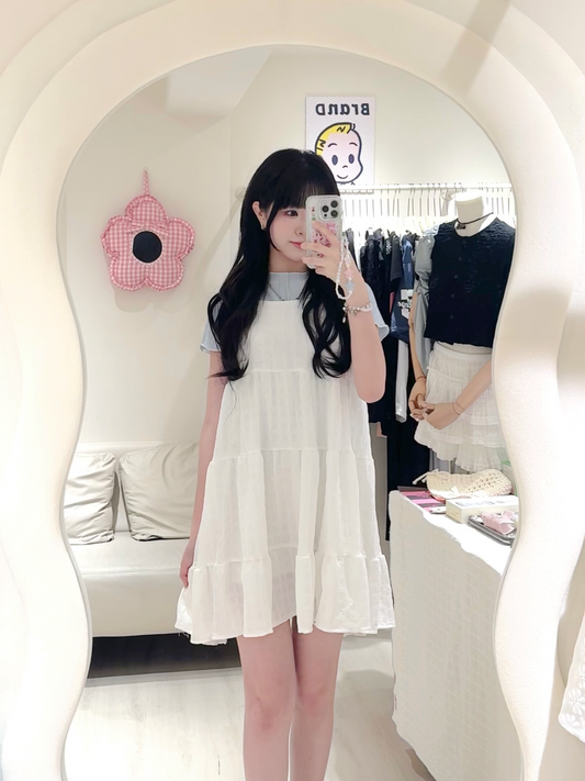 肩帶可調節!!泡泡格紋連身裙