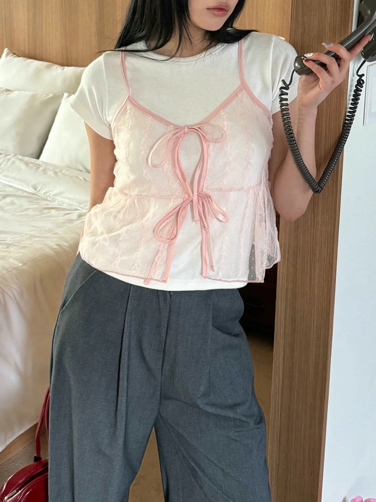 一秒心動💗蕾絲雙綁帶外搭