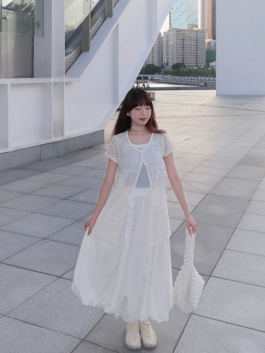 門店熱賣🌸半鈕扣鏤空罩衫