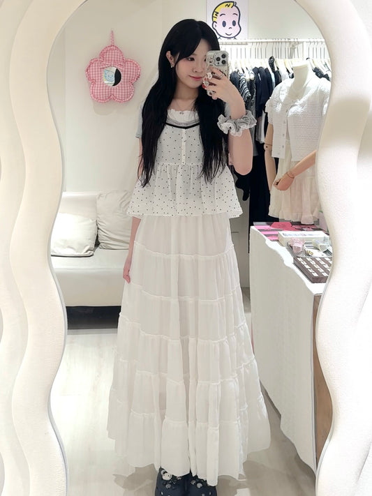 可愛upup♡ᵎᵎ波點拼色小背心