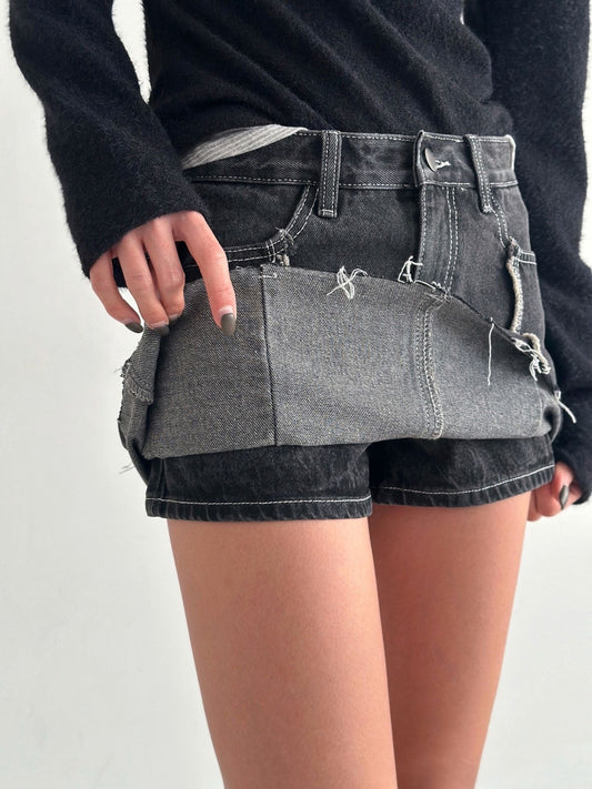流蘇設計A字牛仔短裙