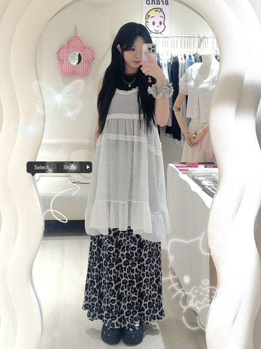 鬆緊腰豹紋A cut長裙🐆