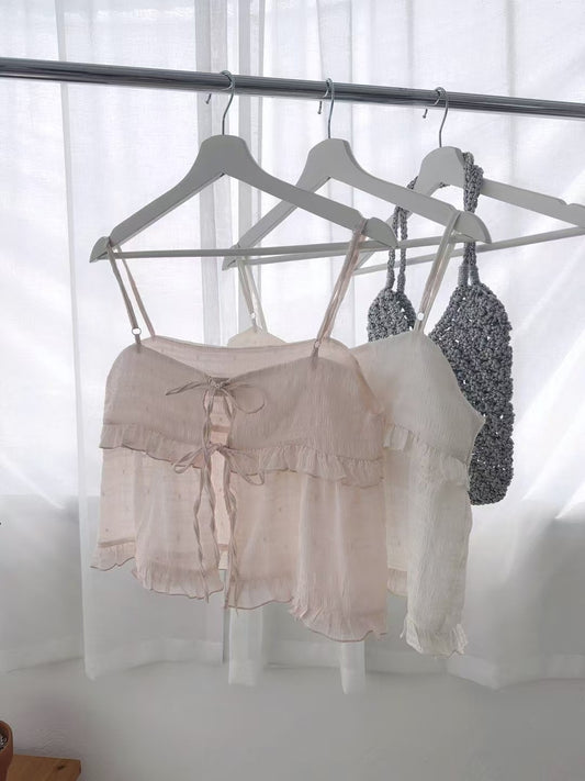 溫柔荷葉邊點點背心