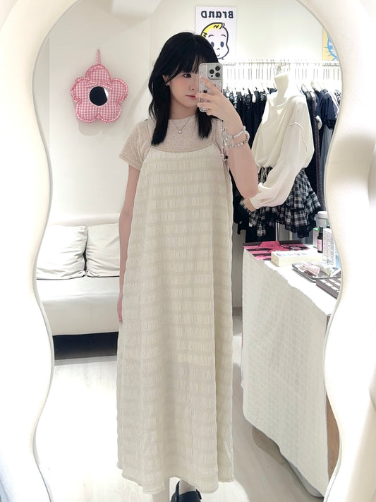 QQ毛茸tee+皺皺間紋連身裙套裝