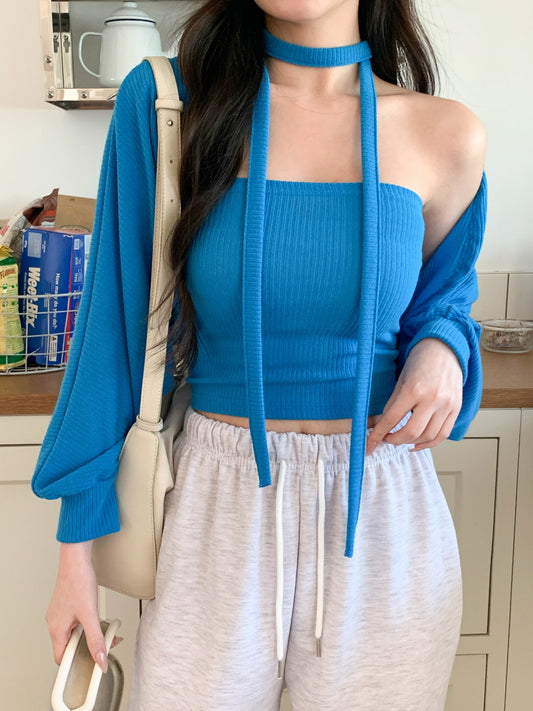 淨色背心外套+圍繩Set