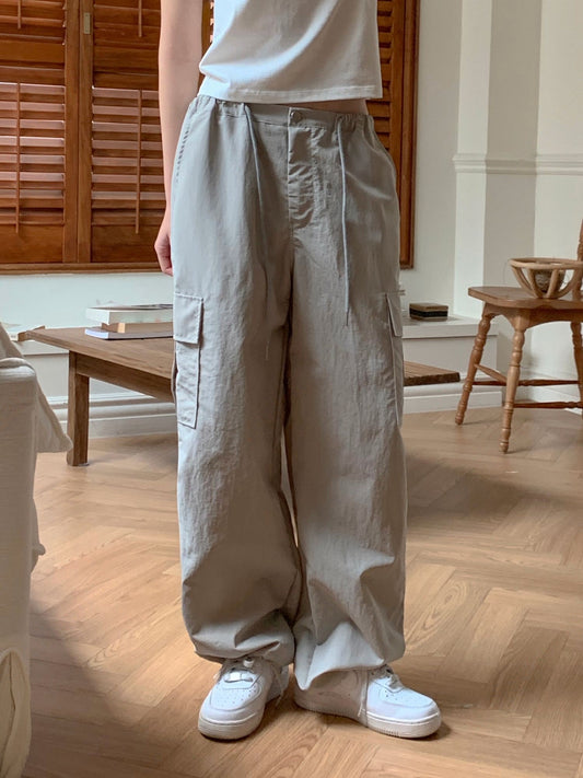 索索料抽繩工裝闊褲