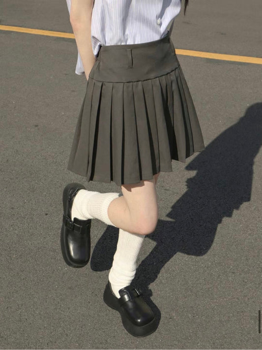 韓系學院風百褶短裙
