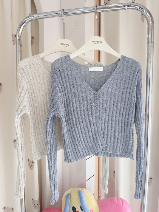 半鈕扣針織線料外套