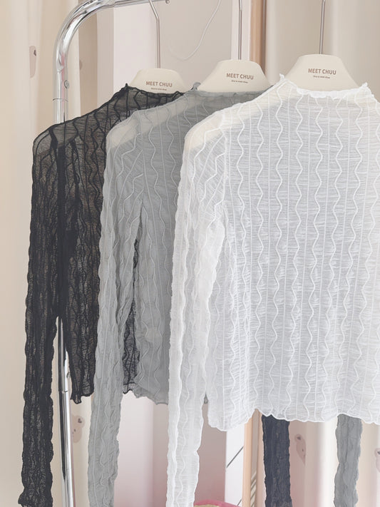 必備單品•.❥波浪紋內搭長tee