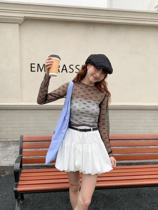 甜美少女必備❤︎心心透膚上衣