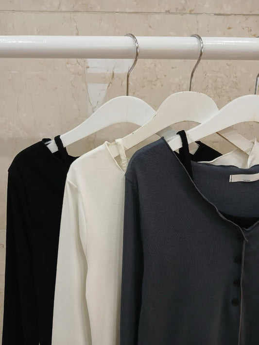 蕾絲不規則背心+半鈕扣上衣Set