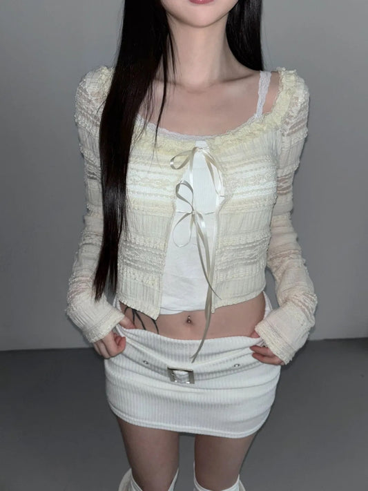 純慾styleꕤ!蕾絲綁帶外套