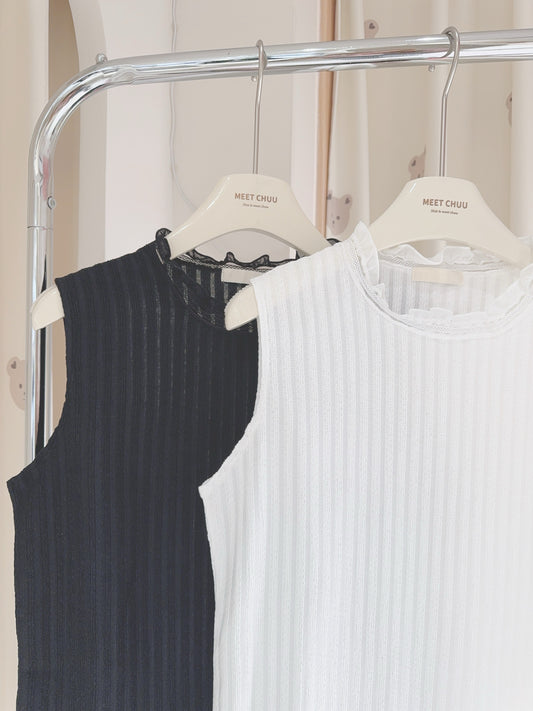 超涼爽❄️直紋花邊小背心