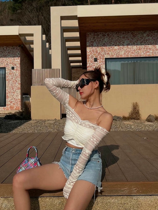 絕美ꔛ🌸Lace off-shoulder top