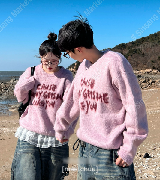 Unisex情侶款👩🏻🤝👨🏼安哥拉字母毛衣