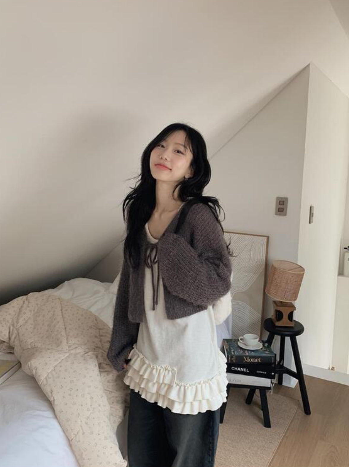 Fluffly ribbon cardigan