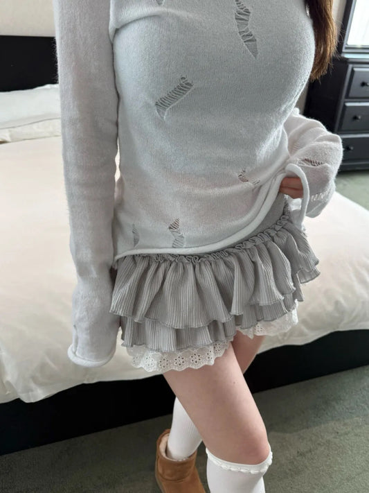 甜美少女感蕾絲短裙