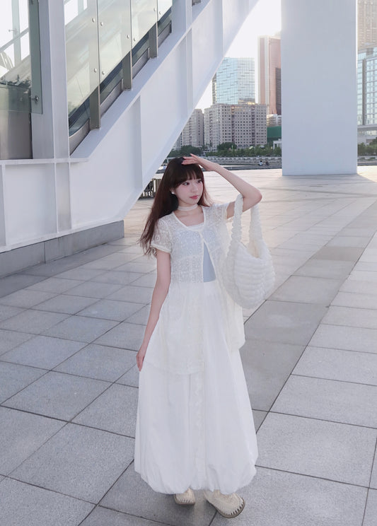 門店熱賣🌸半鈕扣鏤空罩衫