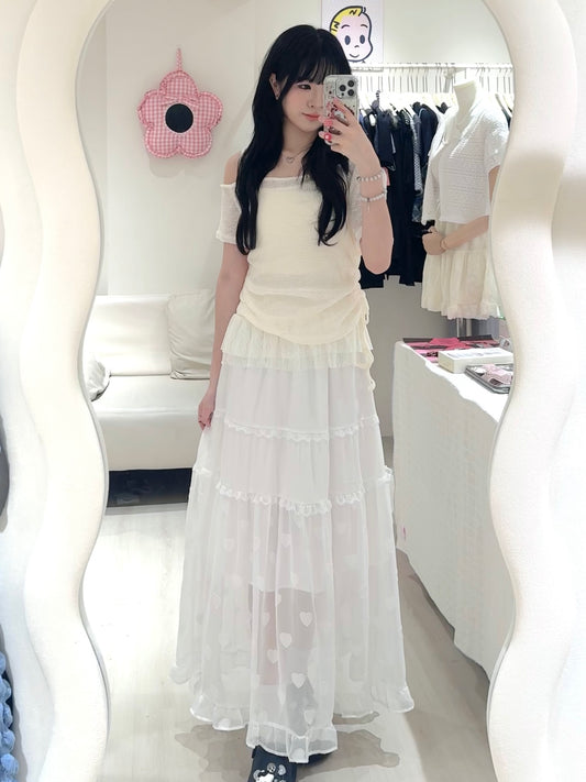 蕾絲吊帶背心+側抽繩上衣Set