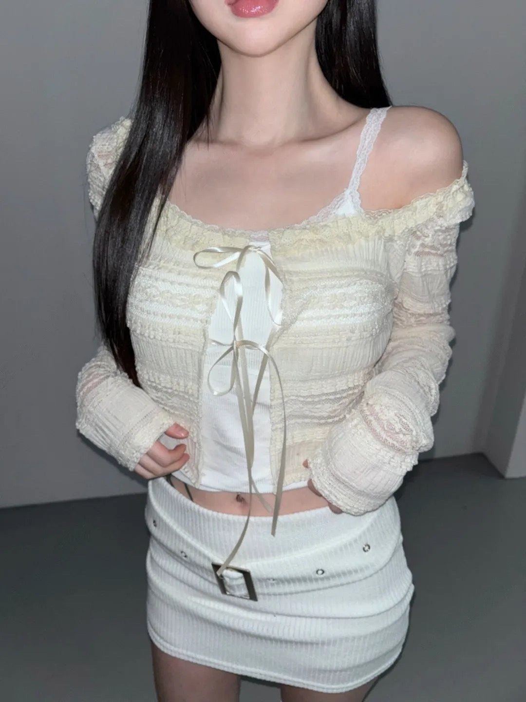 純慾styleꕤ!蕾絲綁帶外套