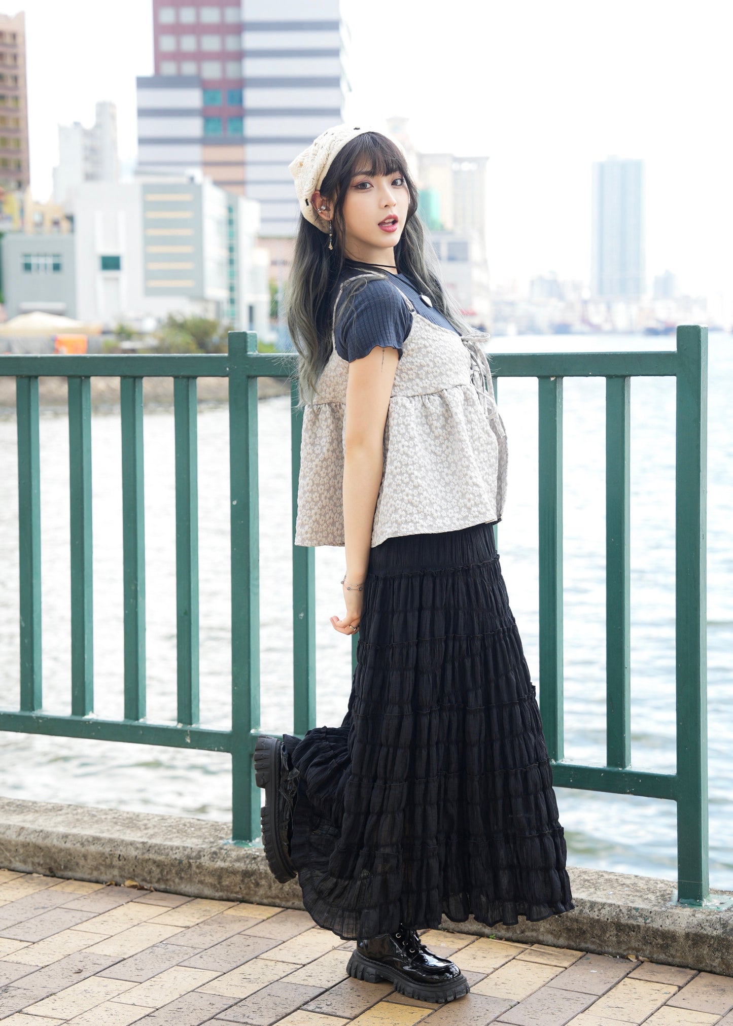 ✿超特別花花罩衫+莎莎長裙套裝