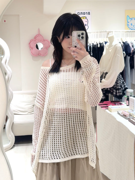 洞洞上衣連背心+半身裙套裝