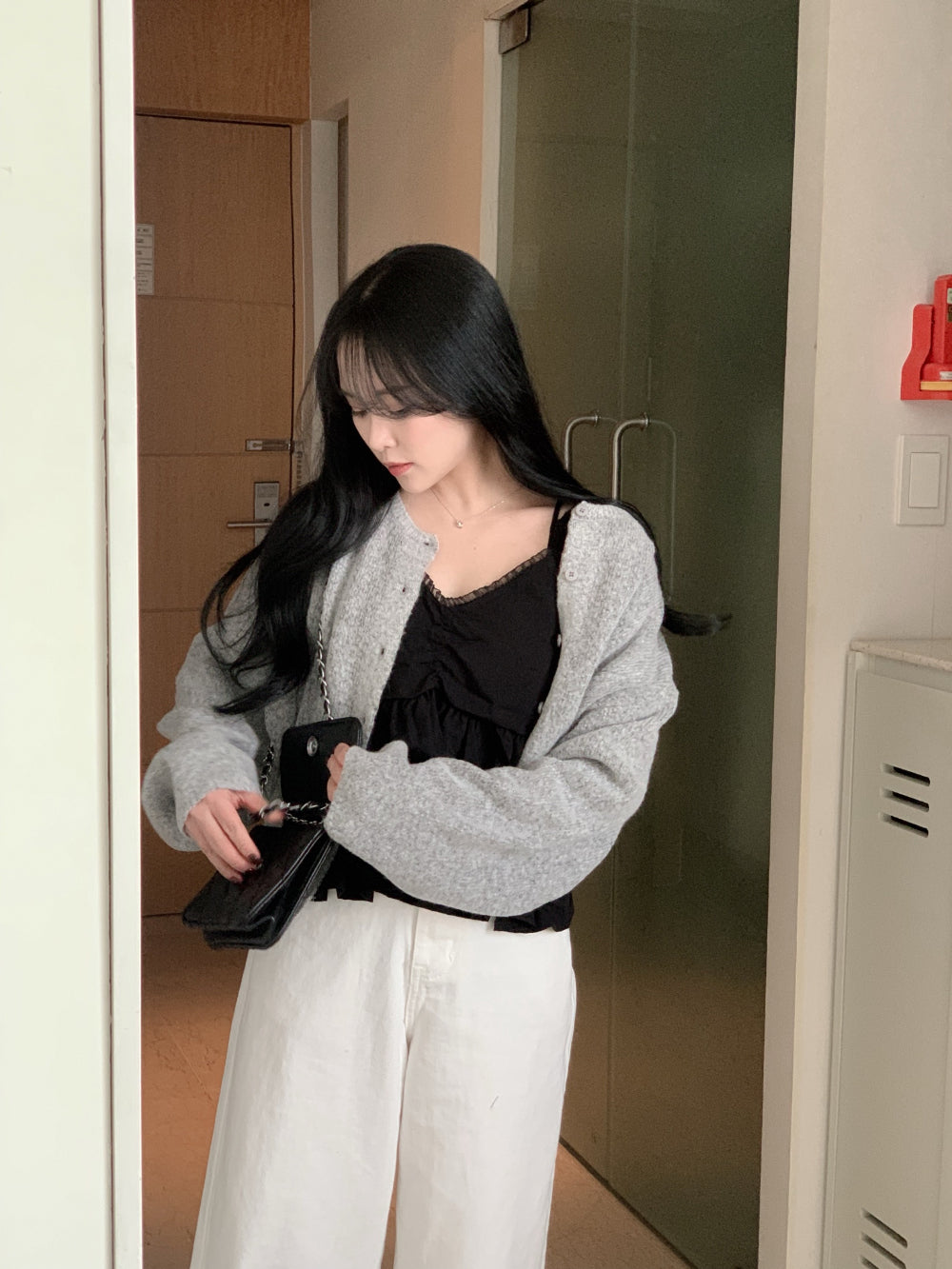 花邊抓皺傘型小背心