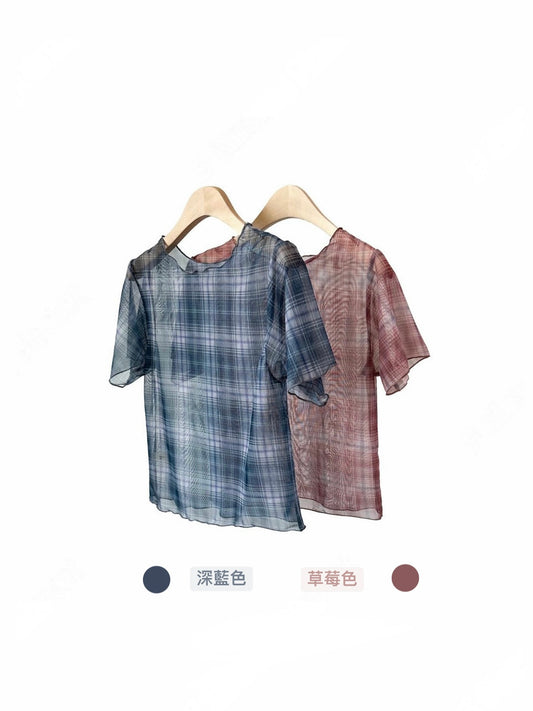 【店主推介✌🏻】格紋透視花邊tee
