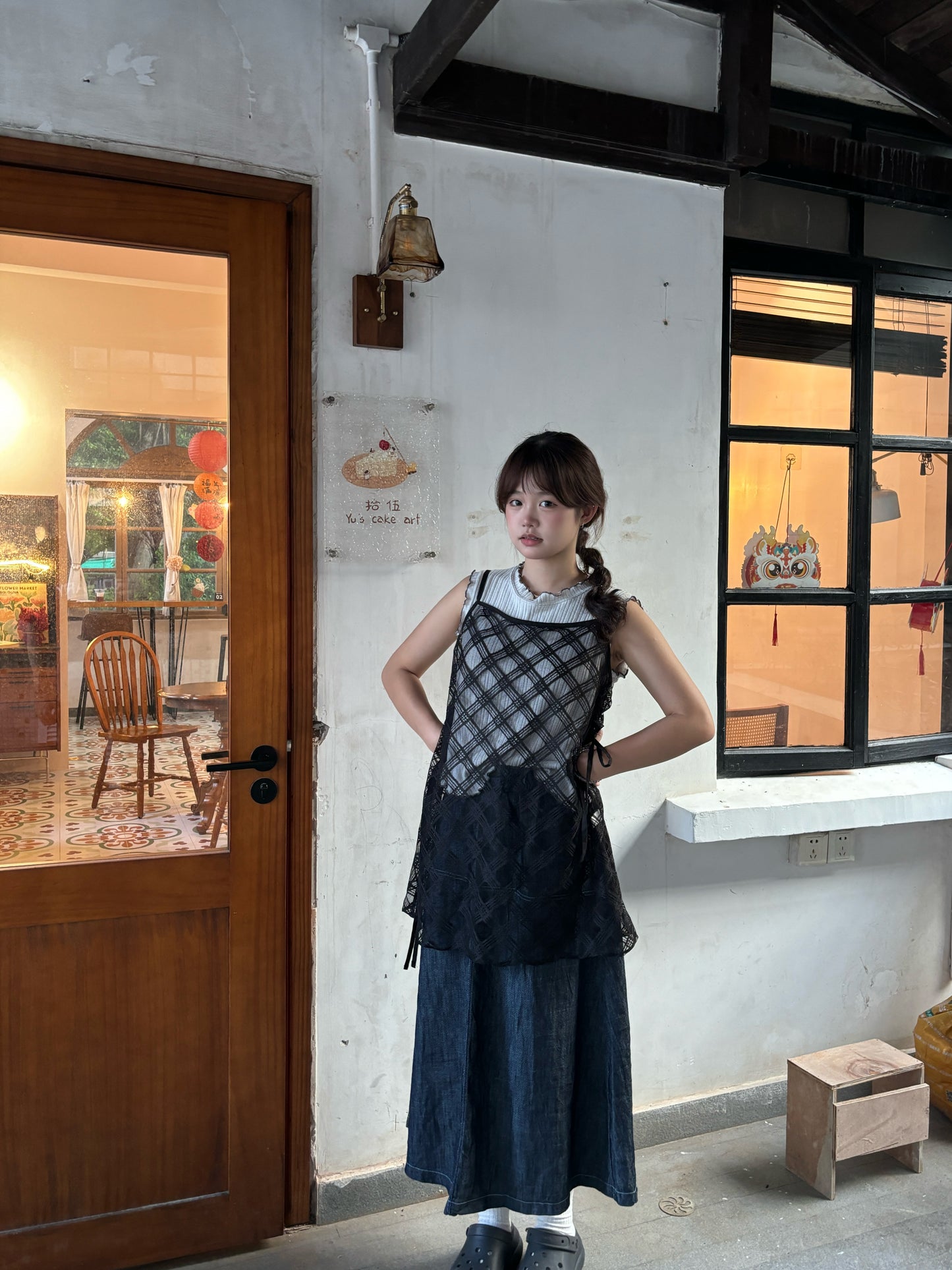 杏兒pick🪻菱格透視側抽繩Ops