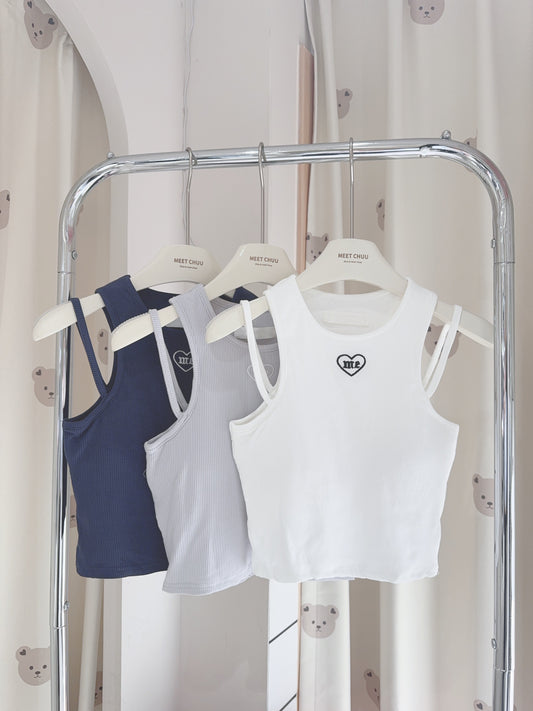 心心刺繡連PAD背心