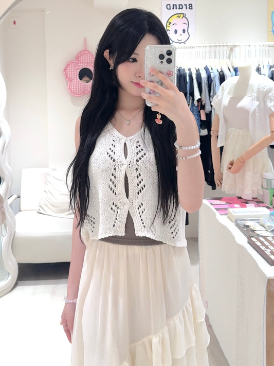 韓系縷空針織小背心