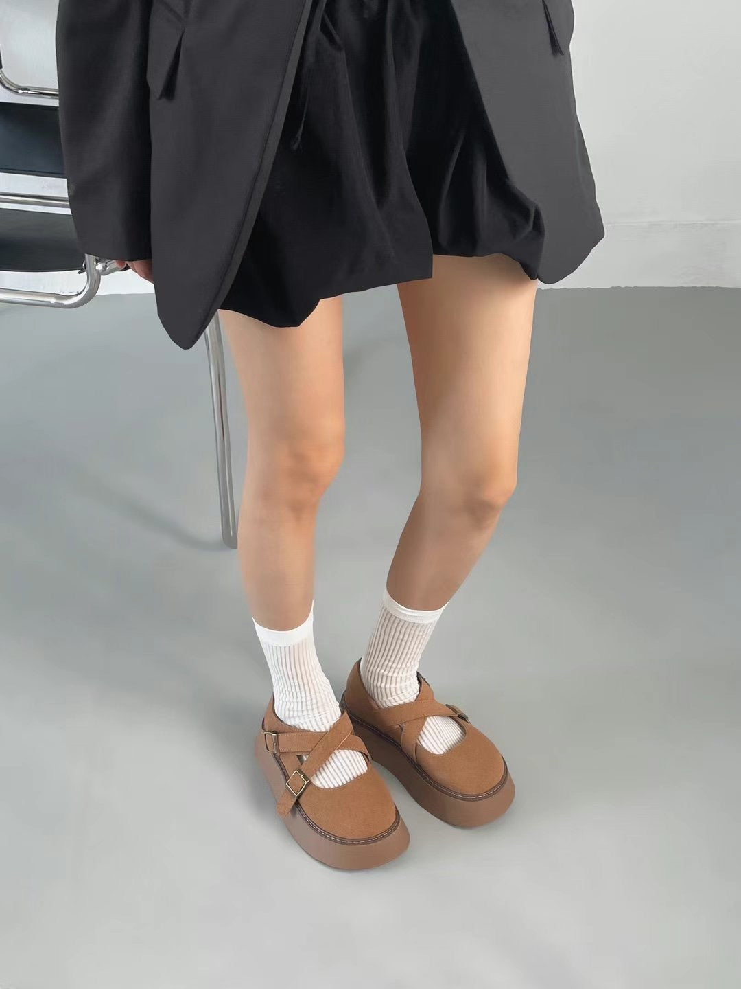 Super cute🥐明線邊厚底鞋!