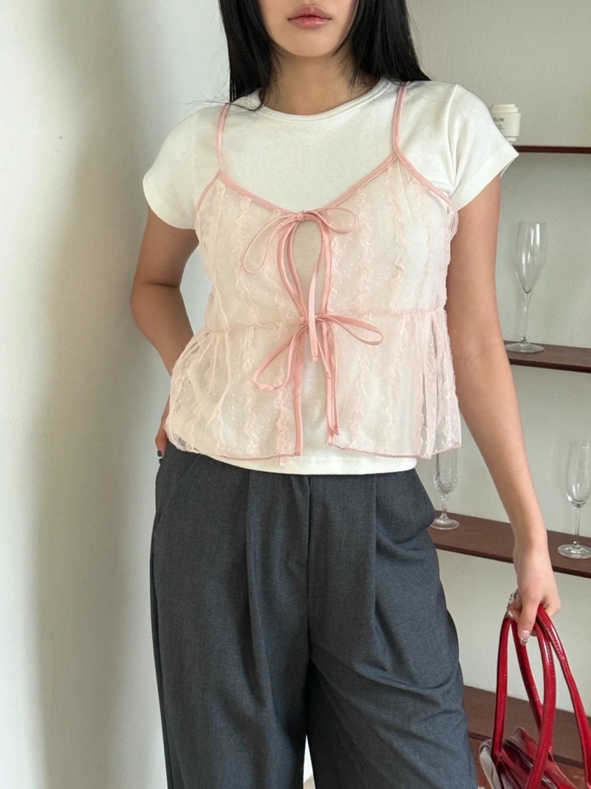 一秒心動💗蕾絲雙綁帶外搭