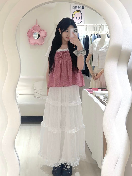 超吸睛🍦ᩚ紅色格紋綁帶背心