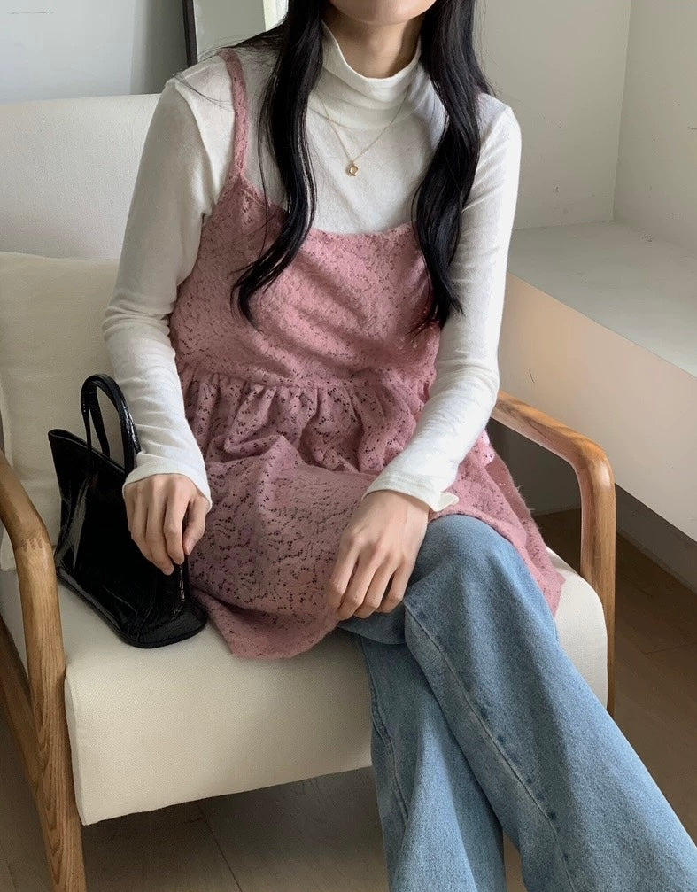【門市大熱🌸】疊穿蕾絲吊帶裙