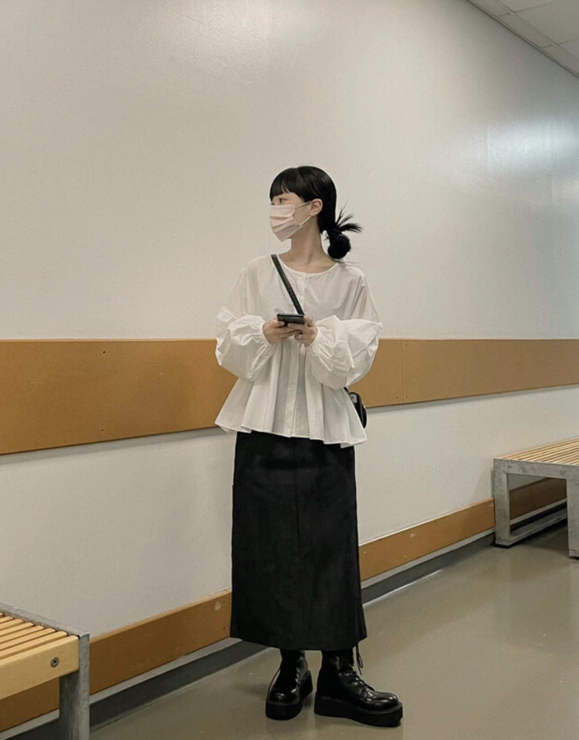 圓領娃娃款淨色襯衫