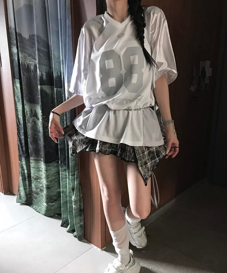 ✌︎光澤感~滑滑拼色字母波衫